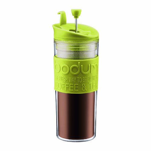 Bodum Travel Press, Vacuum Insulated, Stainless Steel Portable Coffee Maker and Tea Press, 15oz, Black