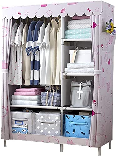 Portable Closets Portable Wardrobe Cloth Wardrobe Stable Home Closet,Metal Bracket Assembly Wardrobe Creative Design Fabric Wardrobe Simple Open Wardrobe D,170 * 105 * 45cm Portable Cloth Hanger-D-170