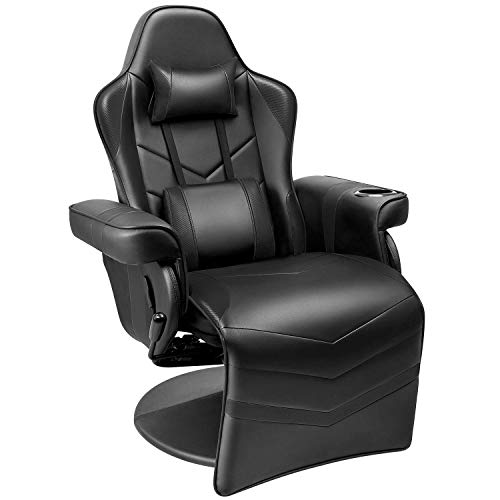 Homall Gaming Recliner Chair Racing Style PU Leather Gaming Chair Ergonomic Adjusted Reclining Office Desk Chair Home Theater Single Sofa Chair with Footrest Headrest and Lumbar Support (White)
