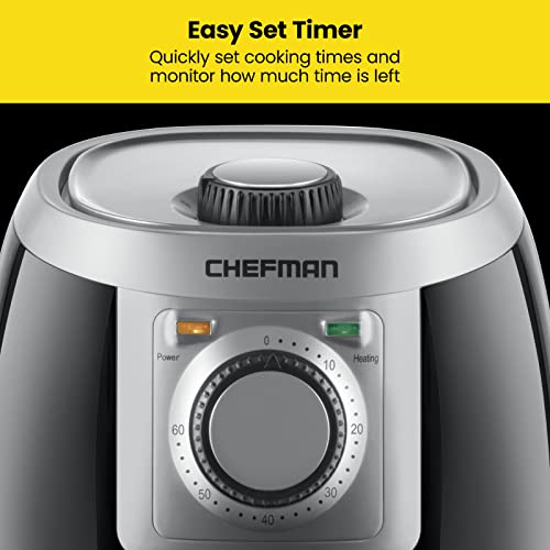 CHEFMAN 2 Qt Mini Air Fryer – Digital Space-Saving Compact Air Fryer with Nonstick and Dishwasher Safe Basket, Quick & Easy Meals in Minutes, Features Digital Timer and Shake Reminder – Black