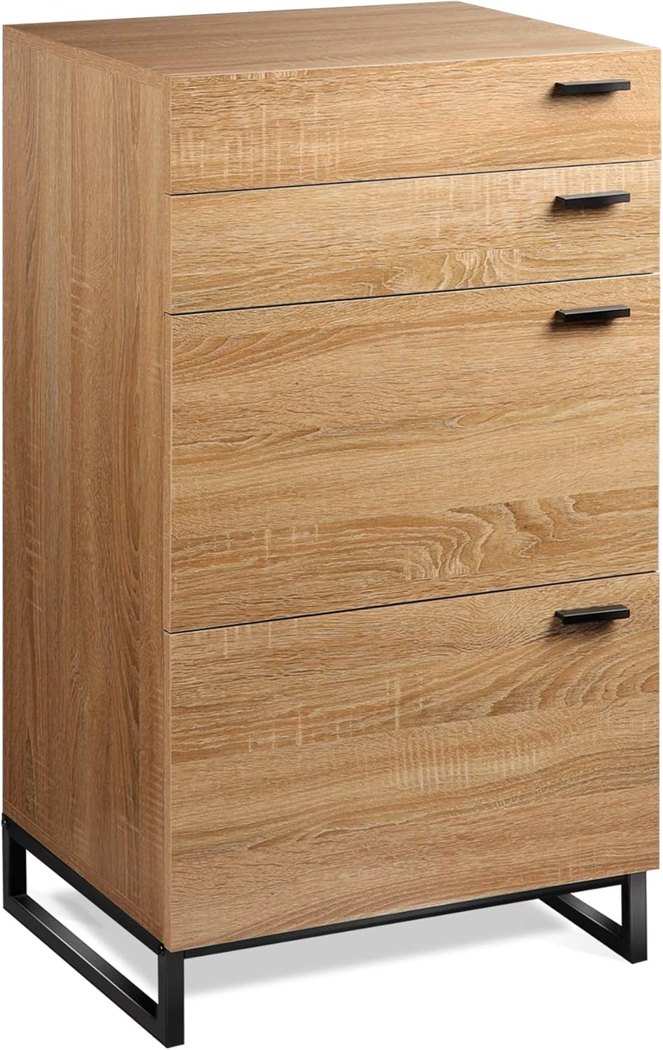 WLIVE 4 Drawer Dresser, Wide Chest of Drawers, Wood Storage Cabinet with Sturdy Metal Frame for Bedroom and Living Room, Gray Oak
