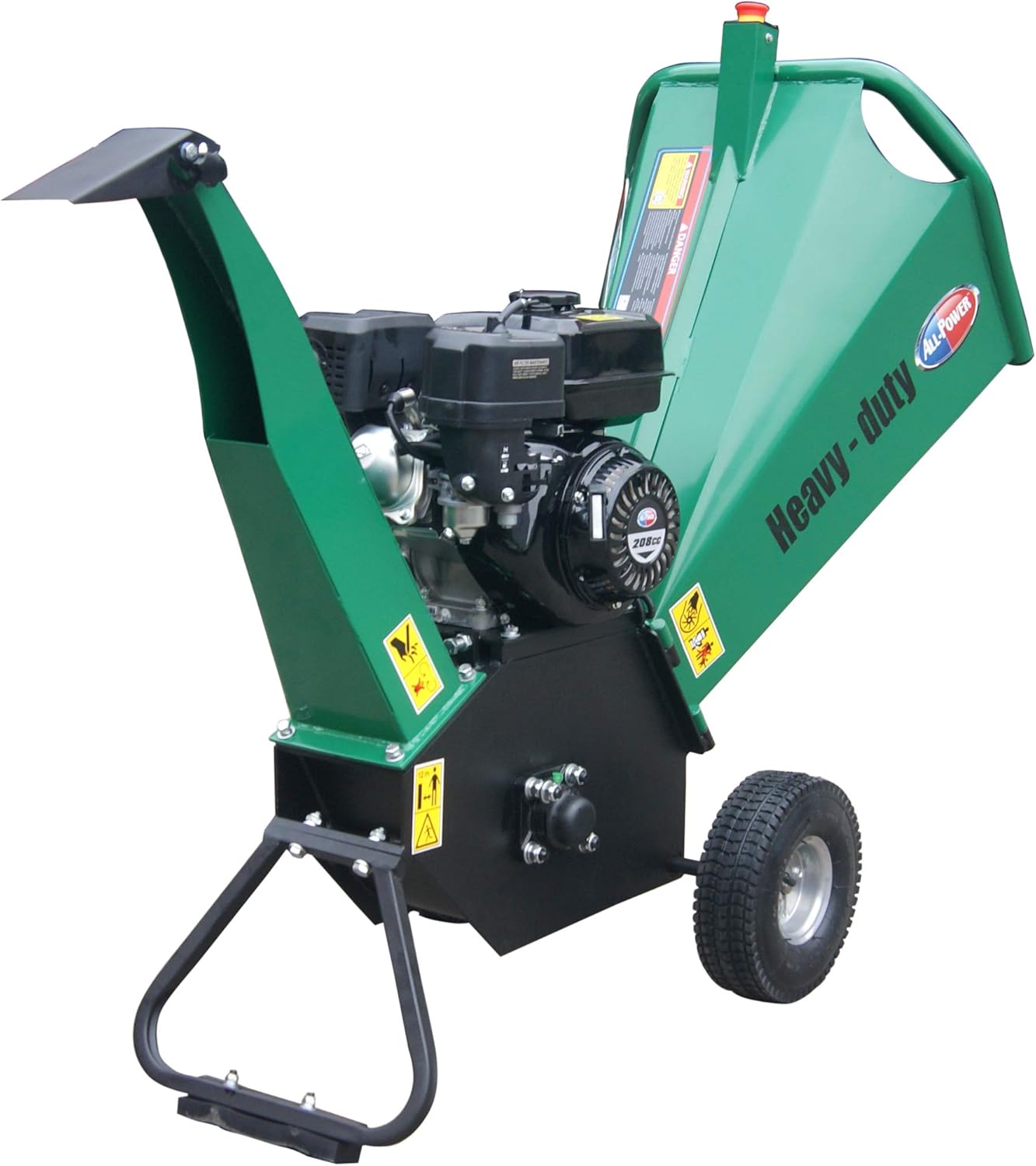 All Power America APWC420 Heavy Duty Durable Wood Chipper Shredder Mulcher-Max 6 Inch Cutting Diameter Capacity Gas Powered, 15HP 420cc, 6 inch, Green/Black