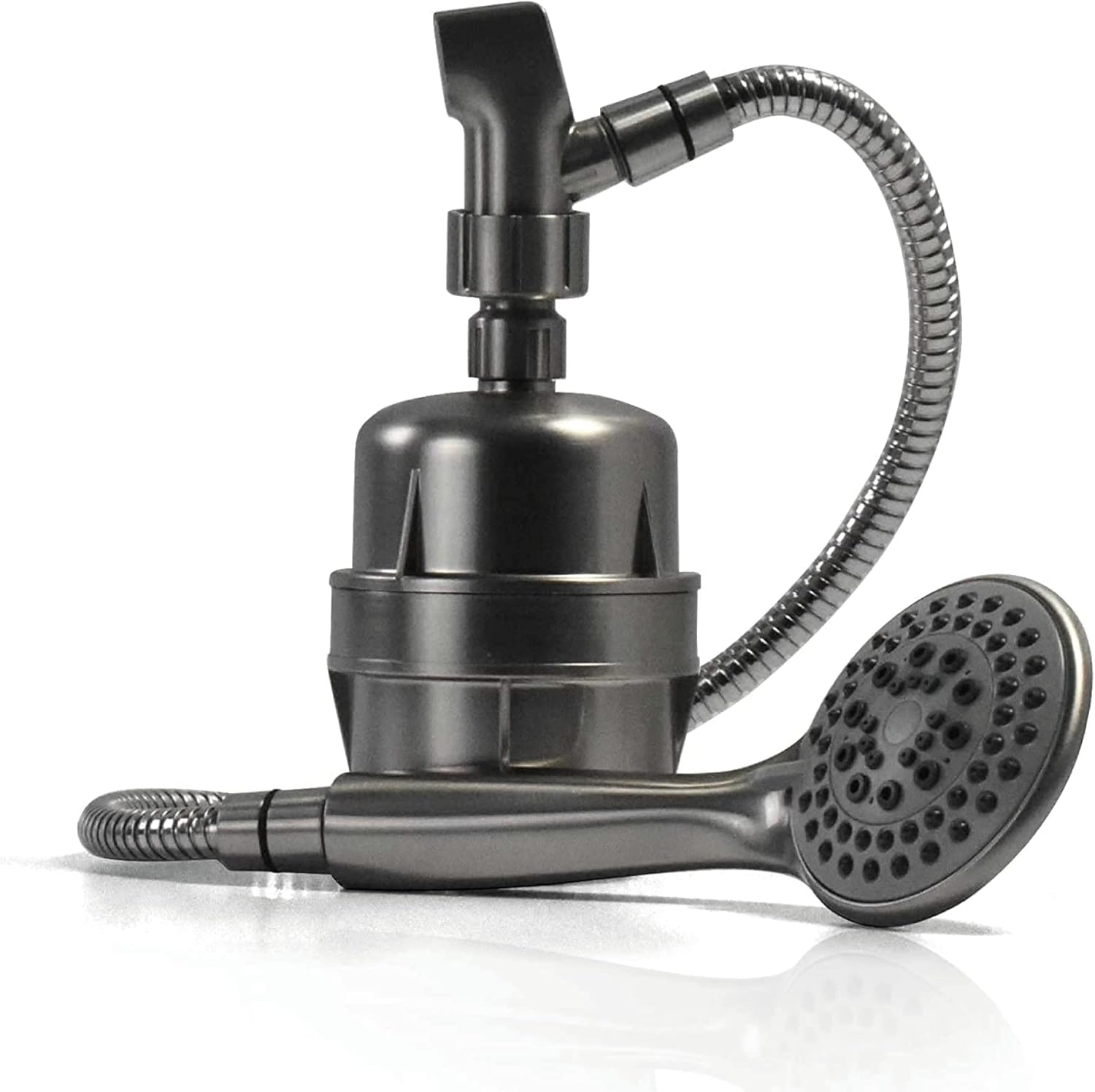 ProOne ProMax Brushed Nickel Handheld Shower Filter w/ 5 Function Massager and 6’ Stainless Steel Flex Hose - Water Filter Cartridge - Great for Dry Skin and Hair
