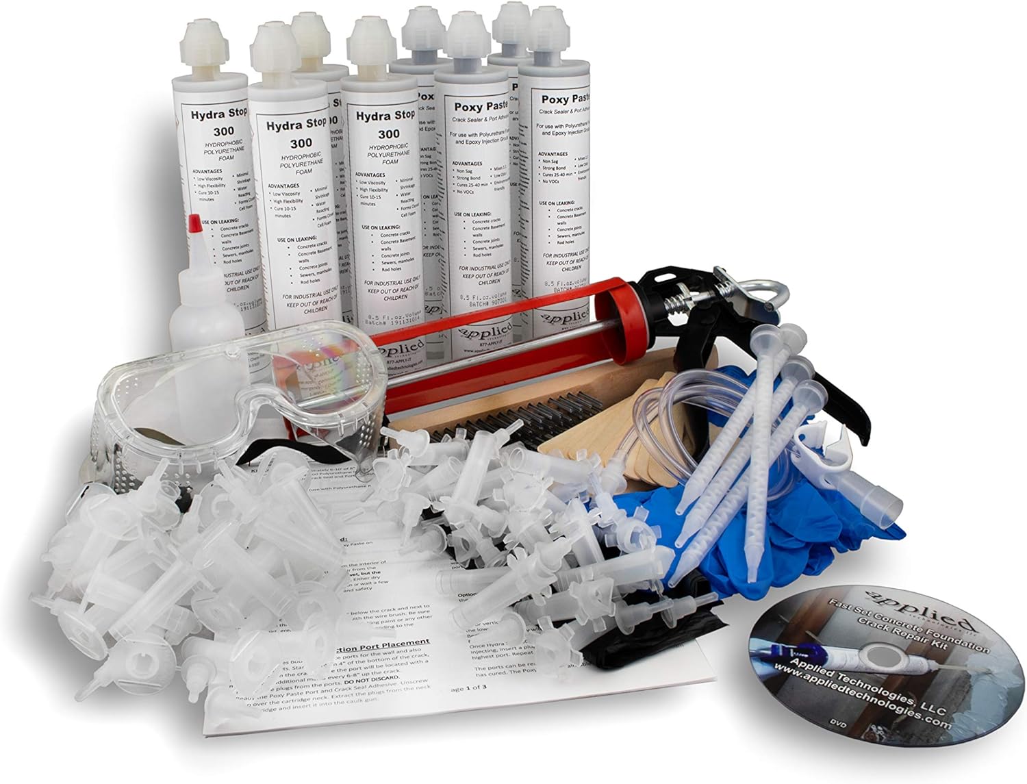 20' Fast Set Concrete Foundation Crack Leak Repair Kit, Stop Leaks in Basement Walls