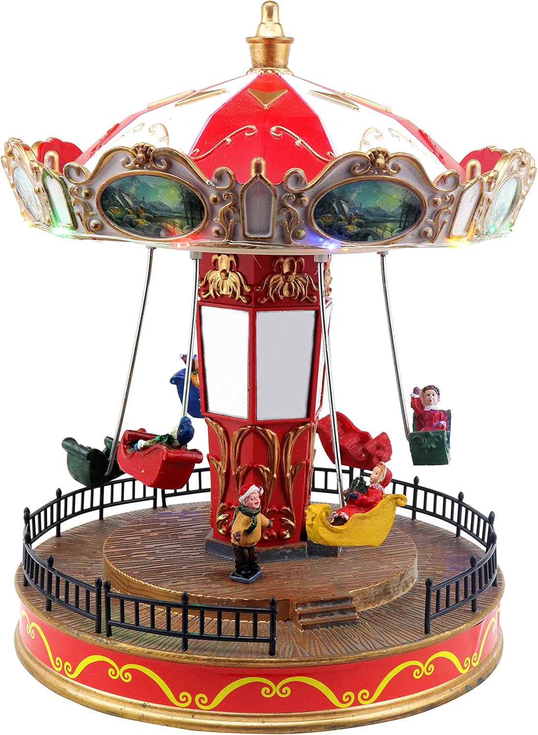 Christmas Carnival Paradrop Ride Display Animated Musical Christmas Village Perfect Addition to Your Christmas Indoor Decorations & Holiday Collections