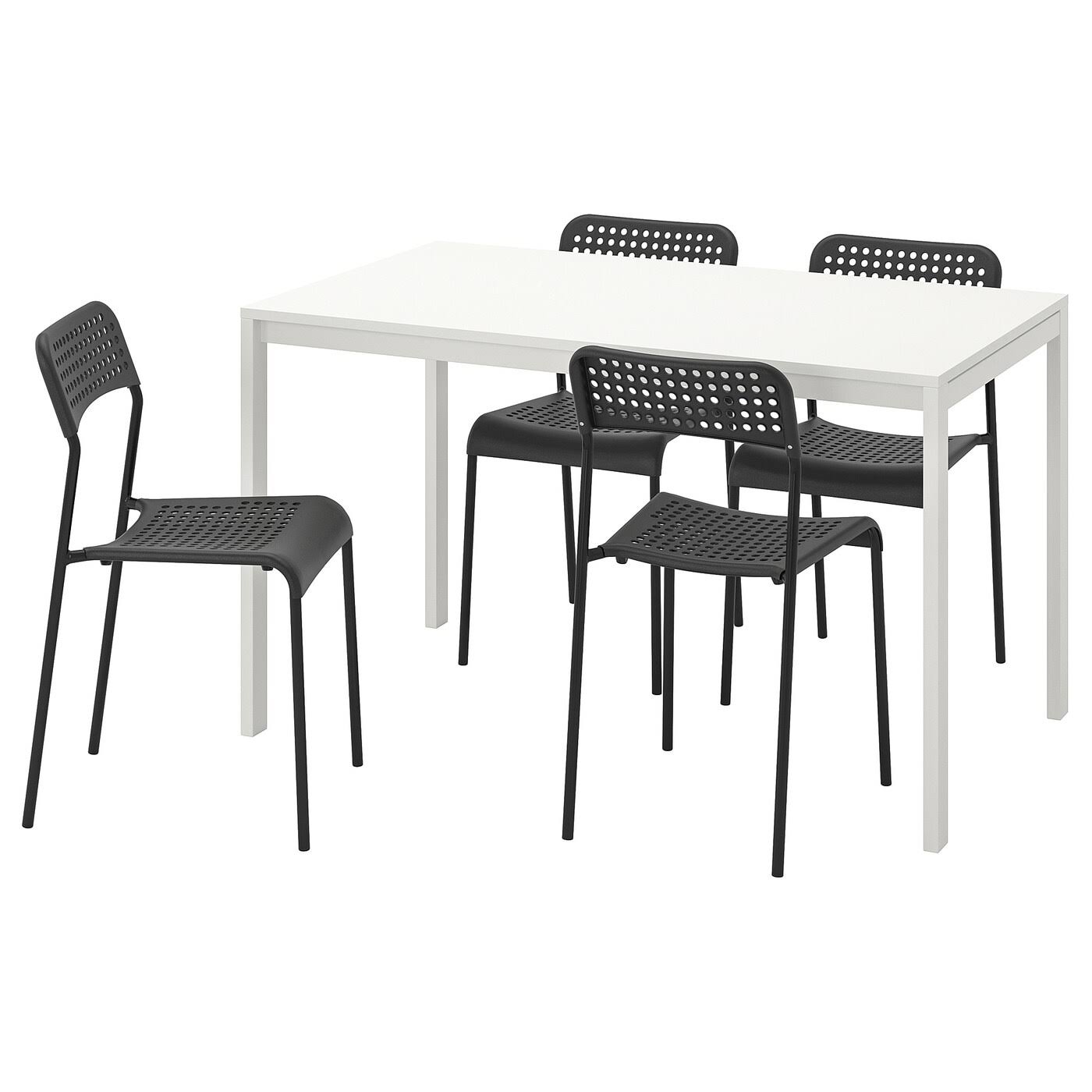 IKEA - MELLTORP / Adde Table and 4 Chairs, White/Black, 49 1/4