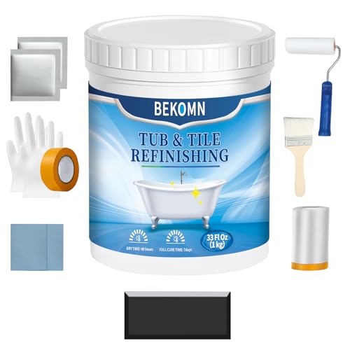 Tub and Tile Refinishing Kit,Bathtub Sink Paint Reglaze Kit,Odorless Water Based