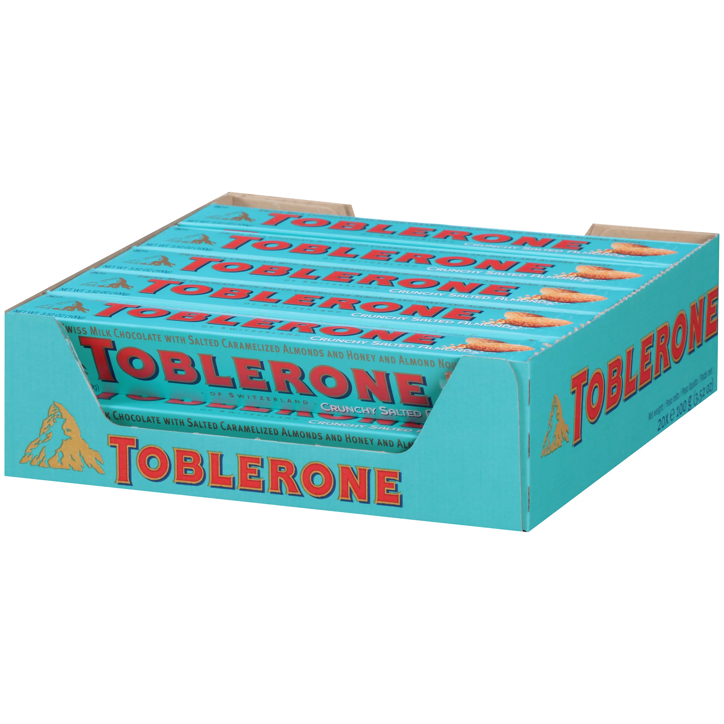 TOBLERONE CHOCOLATE BAR CRUNCHY ALMOND WITH SEA SALT 20X3.520 OZ