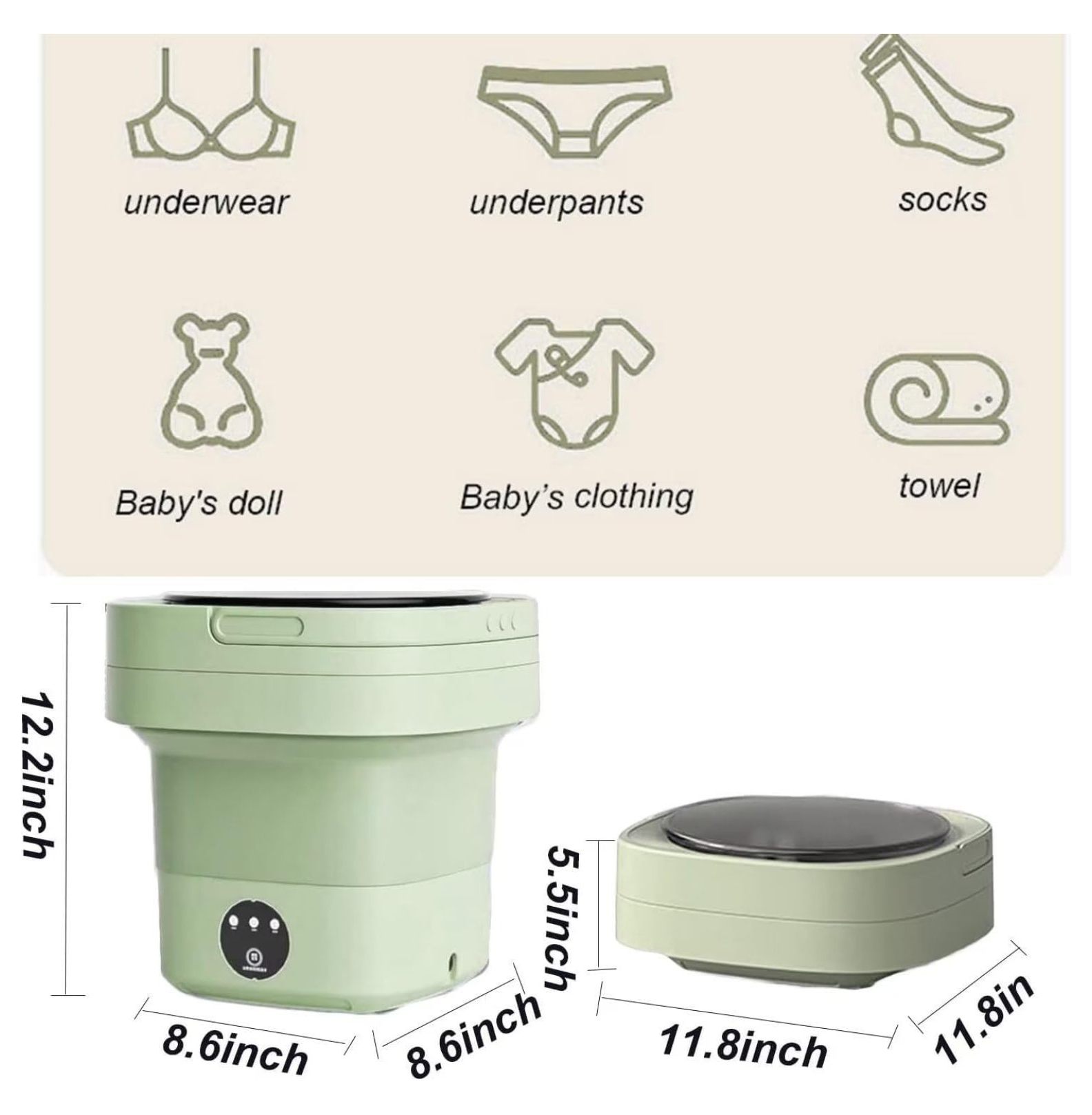 Portable Washing Machine with Disinfection and sterilization, Small Washing Machine Foldable for Underwear,Baby Clothes,or Small Items,Suitable for Apartments, Dormitories,Camping,Travel,Lavender