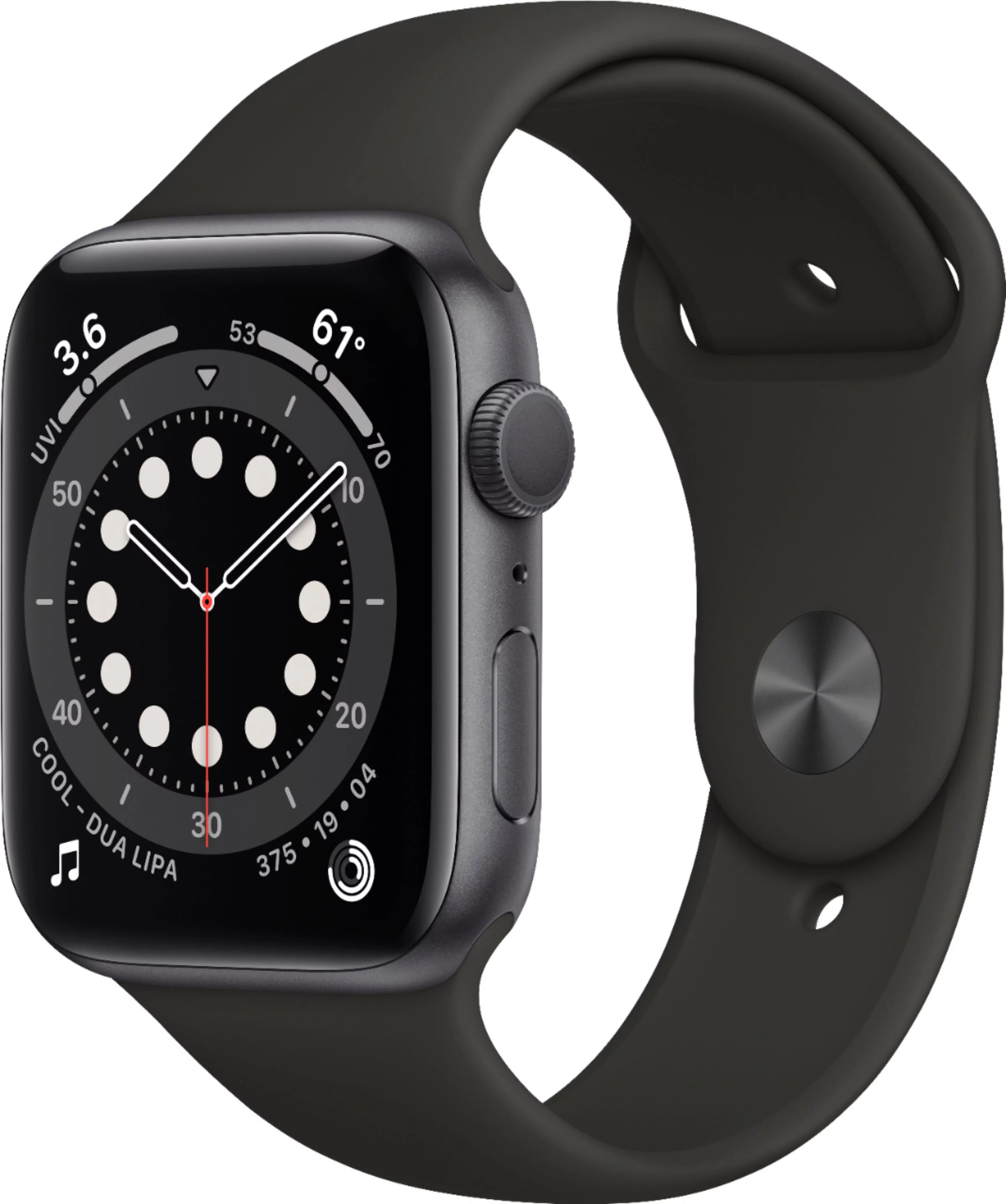 Restored Apple Watch Gen 6 Series 6 44mm Space Gray Aluminum - Black Sport Band 3H262LL/A (Refurbished)