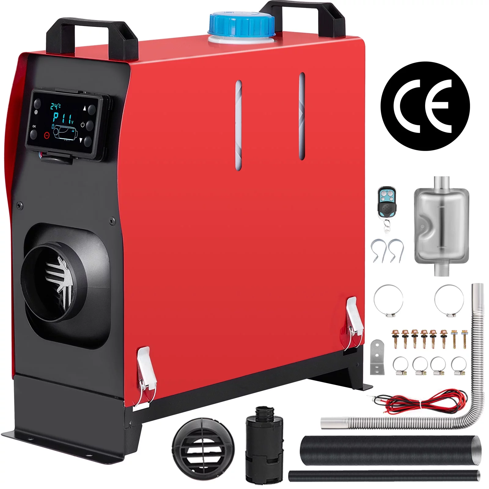 VEVOR Diesel Air Heater All in One 12V 5KW,Diesel Parking Heater with Black LCD Switch & Muffler & Wireless Control for Car Bus Truck Boat Trailer Motorhomes Engineering Vehicles