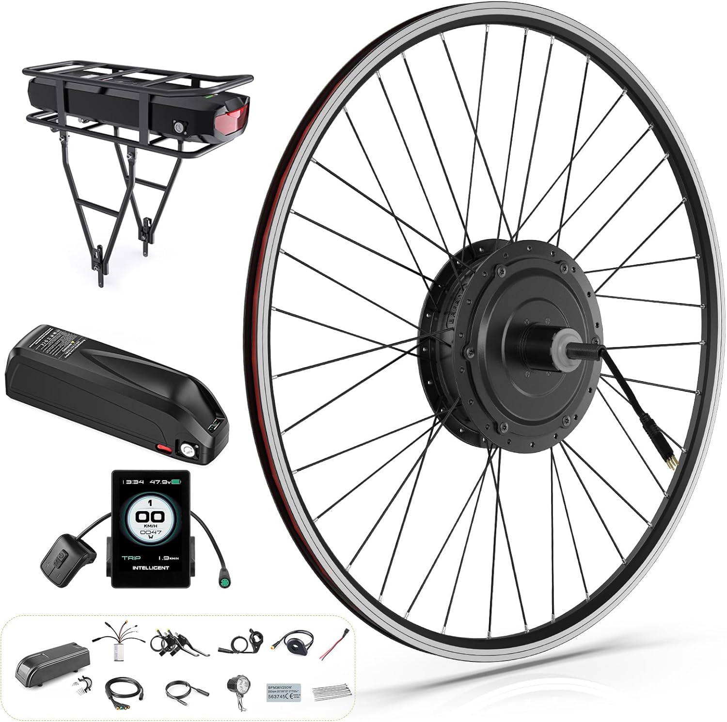 BAFANG 48V 500W Rear Hub Motor Kit Electric Bicycle Conversion Kit for Bikes 26
