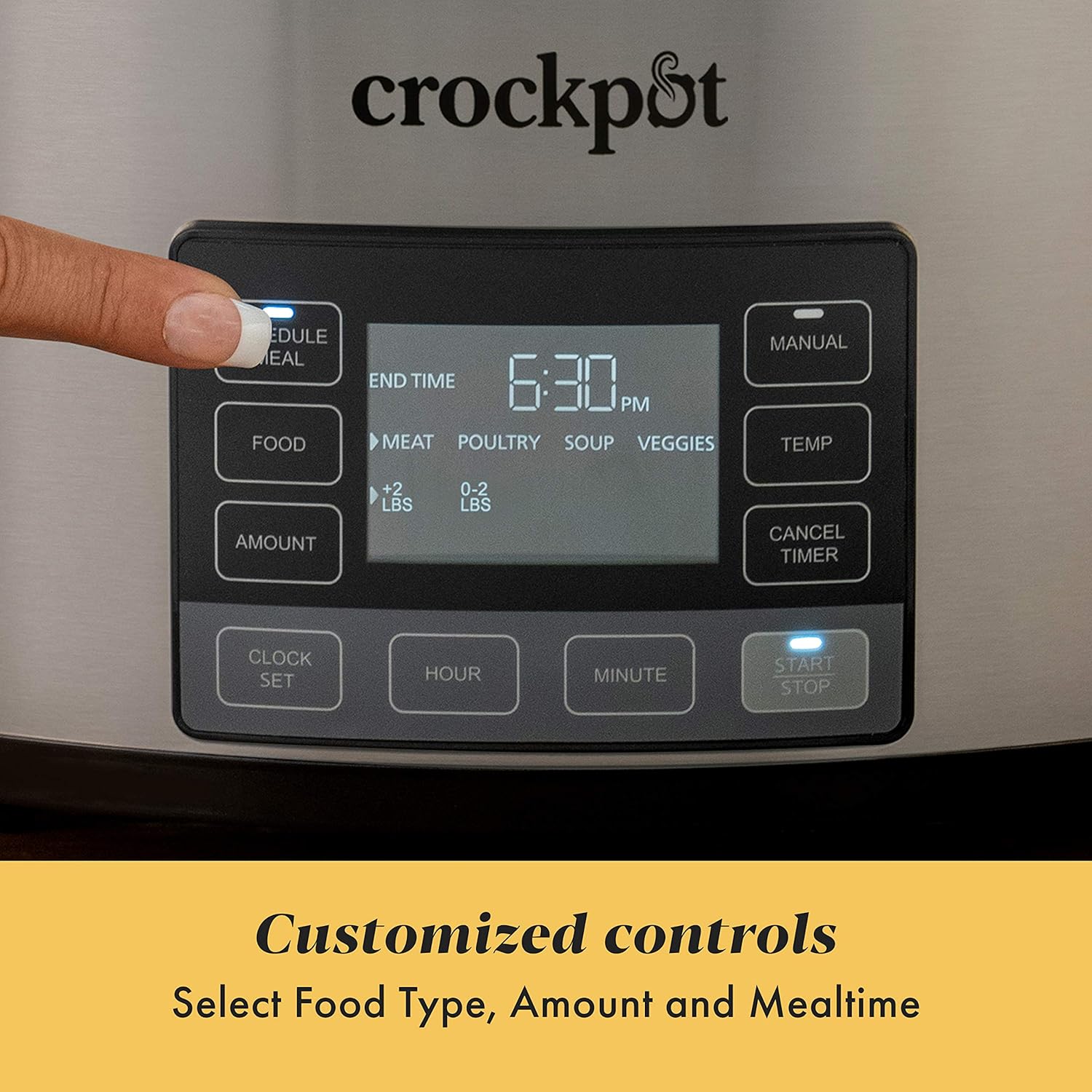 Crock-Pot MyTime Technology 6 Quart Programmable Slow Cooker and Food Warmer with Digital Timer, Stainless Steel (2137020)