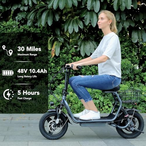 Caroma Peak 1200W Electric Scooter with Seat, 14