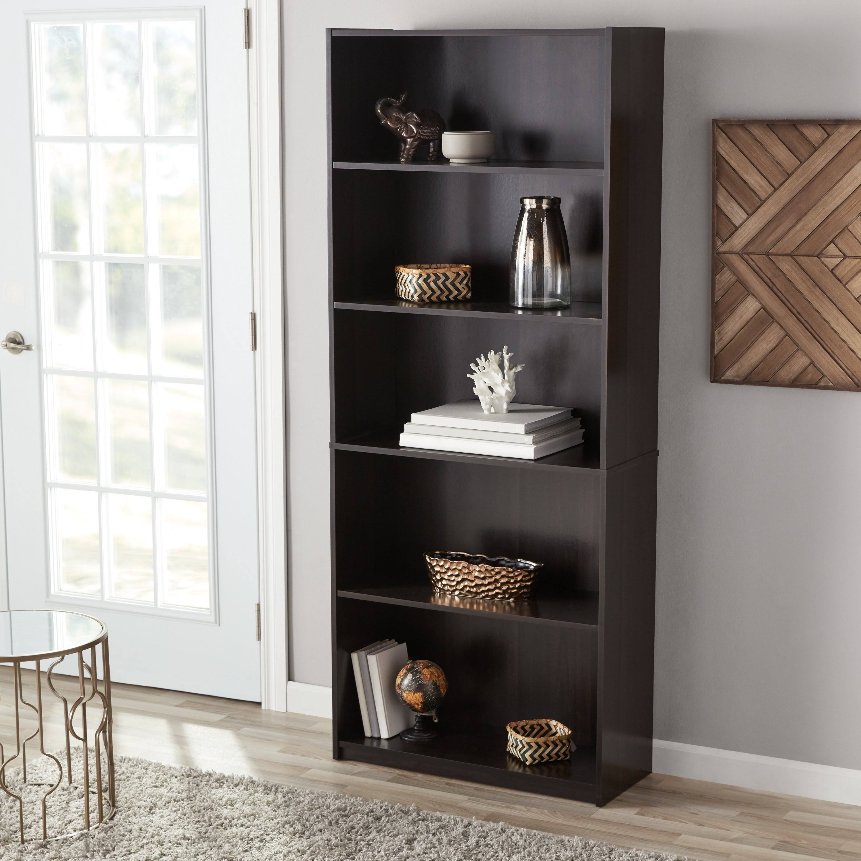 Mainstays 71& 5-Shelf Standard Bookcase, Multiple Finishes, Brown