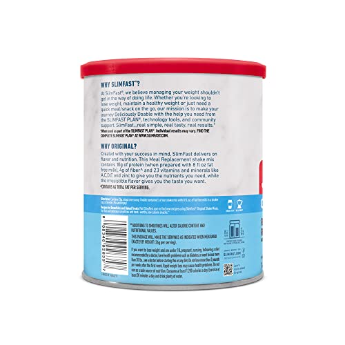 SlimFast Meal Replacement Powder, Original Rich Chocolate Royale, Weight Loss Shake Mix, 10g of Protein, 14 Servings (Packaging May Vary)