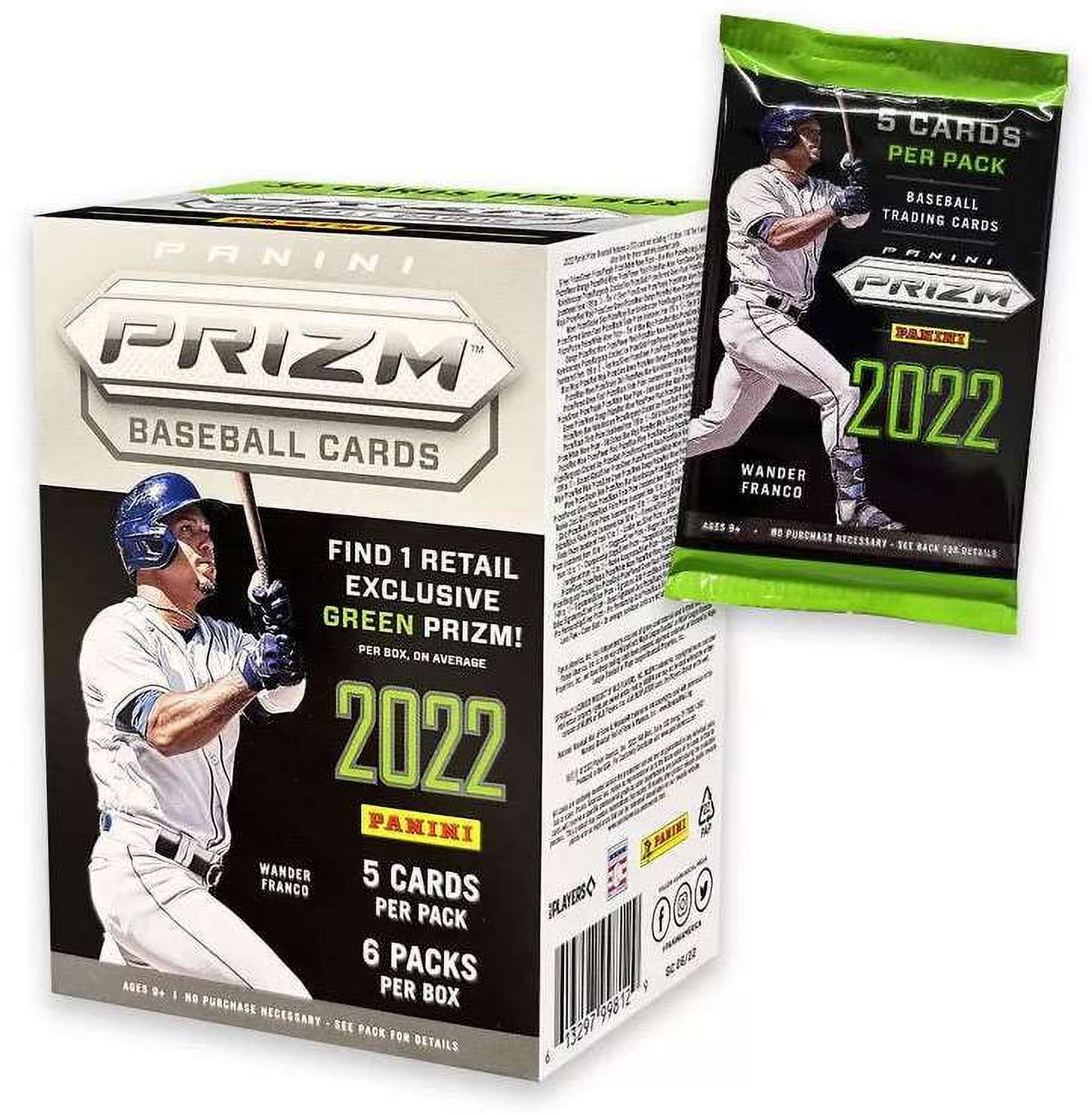 MLB Panini 2022 Prizm Baseball Trading Card BLASTER Box (6 Packs, Green Prizms!)
