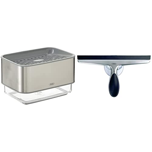 OXO Good Grips Stainless Steel Soap Dispensing Sponge Holder + OXO Good Grips Stainless Steel Soap Dispenser