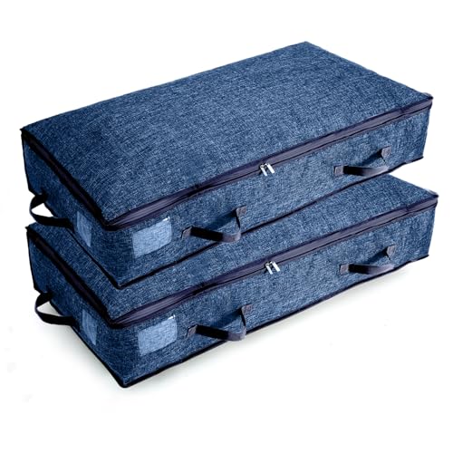 90L Storage Bags, Clothes Storage, Under-bed Storage Containers with Reinforced Handles, Large Capacity Storage Bins, Foldable Storage Organizers for Comforter, Bedding and Toy, No-Smell, 2PCS Grey