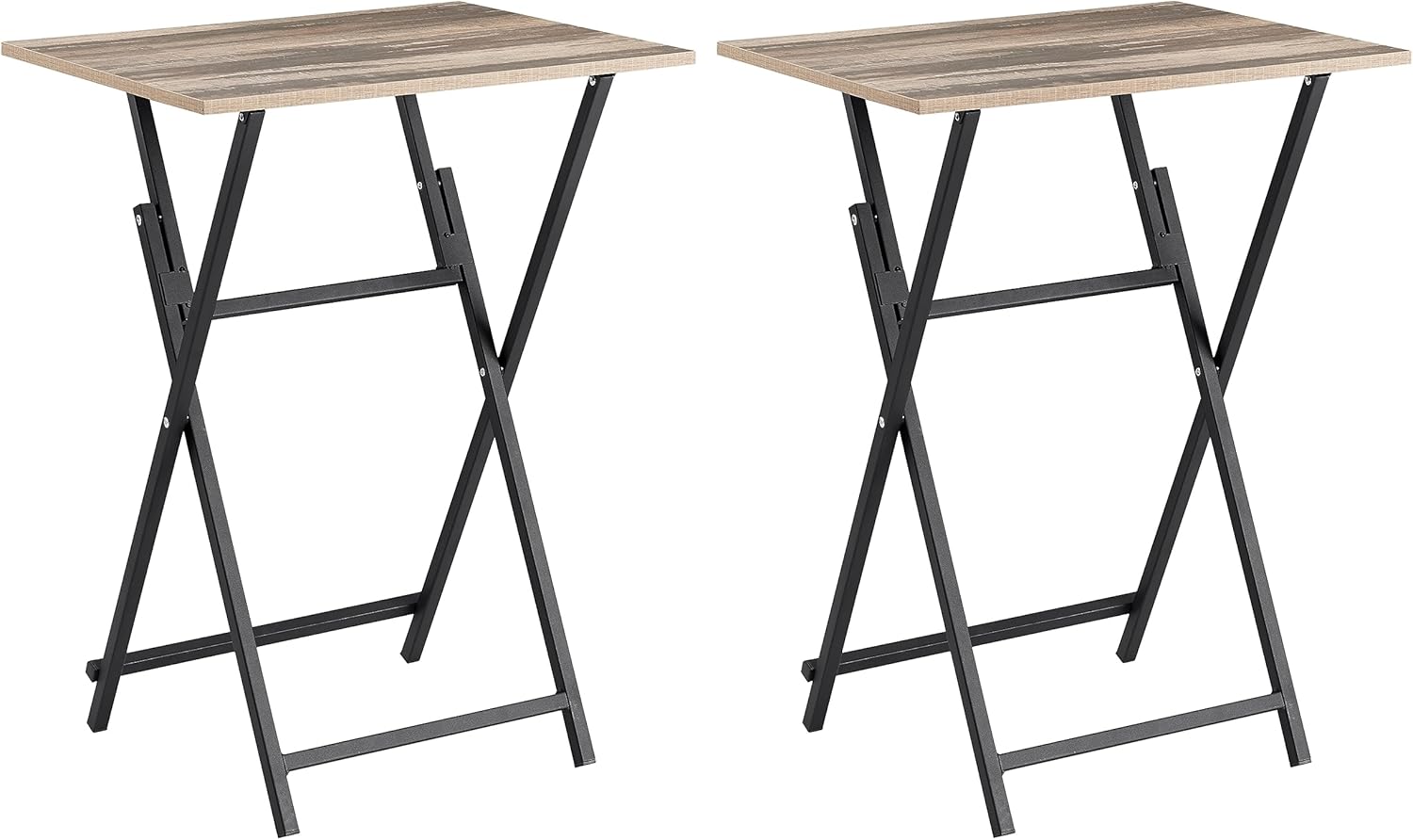 Rustic Brown & Black TV Tray Table 2-Piece No Assembly Required Easy to Fold Portable Tables Compact Furniture for Small Spaces