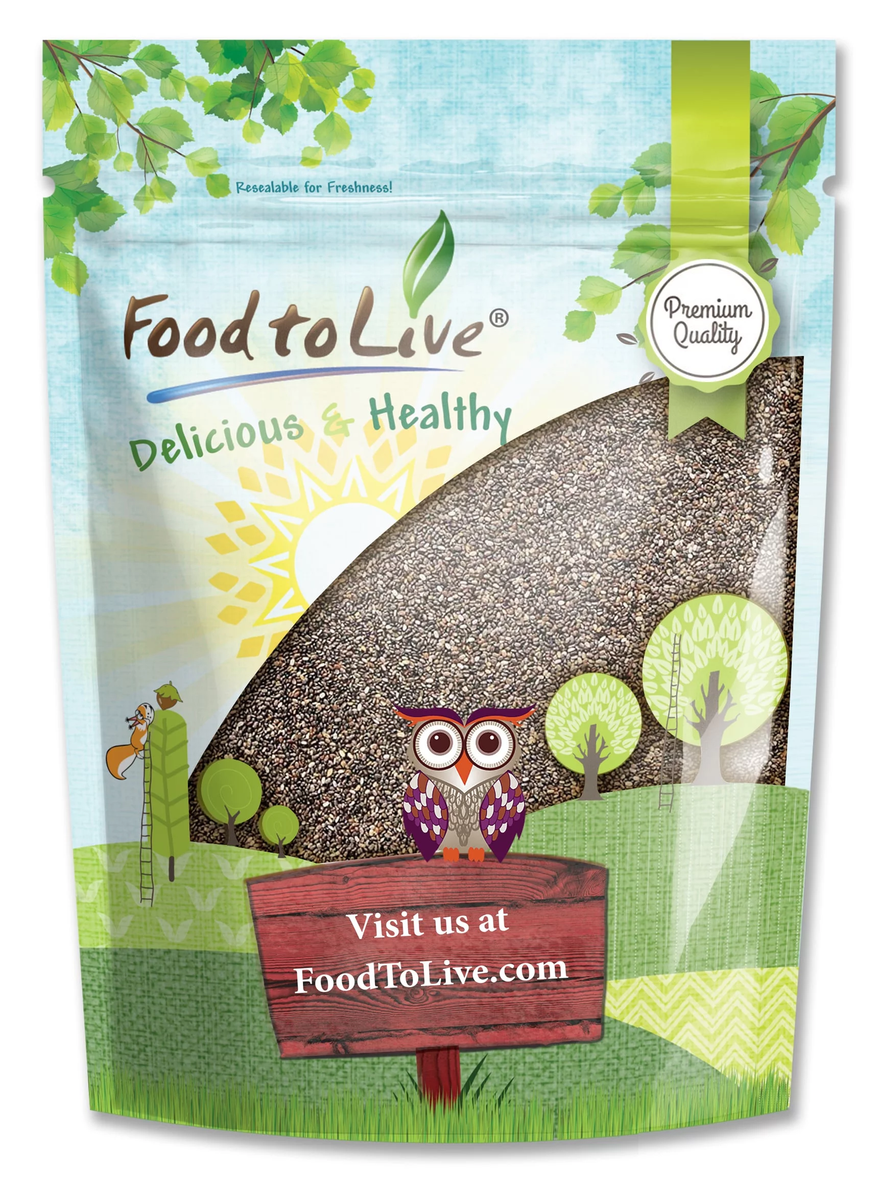 Black Chia Seeds, 5 Pounds — Kosher, Sproutable, Raw, Vegan — by Food to Live