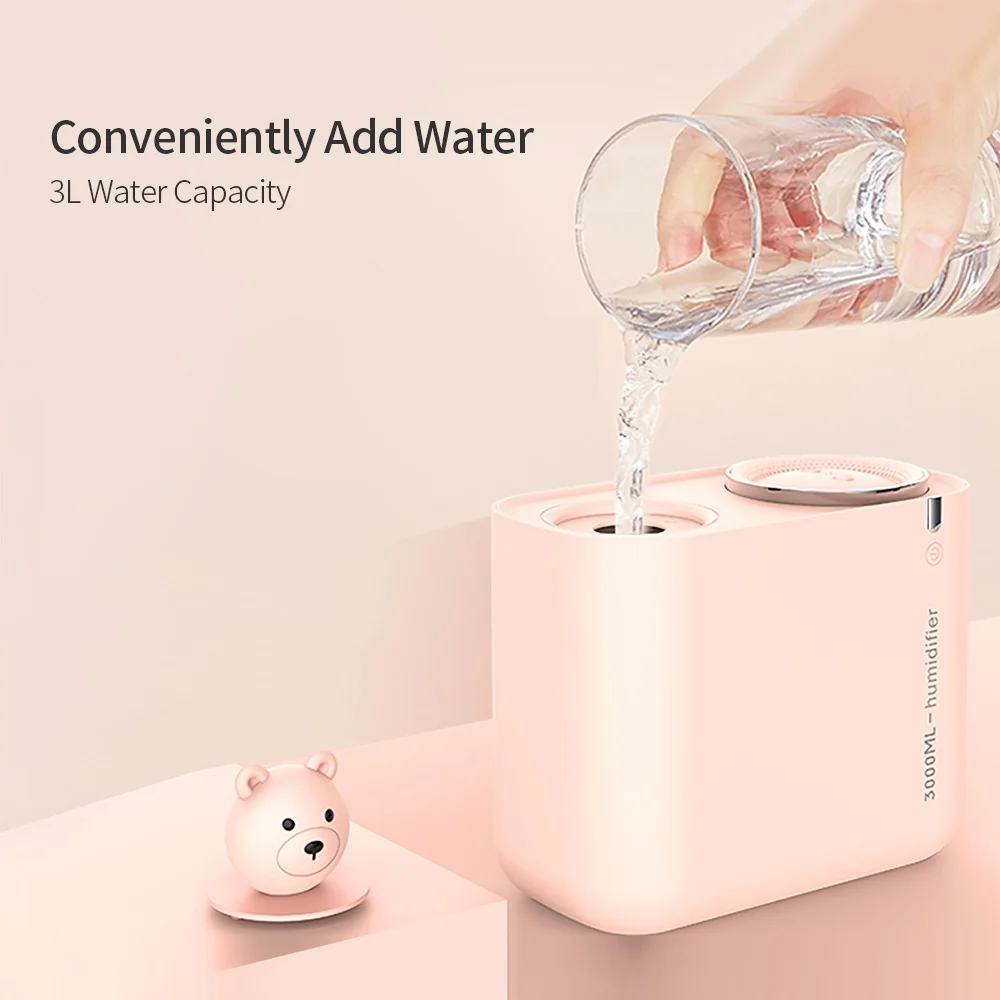 Cool Mist Humidifier {3L Water Tank} Quiet Ultrasonic Humidifiers for Bedroom & Large room, Auto-Shut Off, Humidifiers for Babies Nursery & Whole House (Orange)