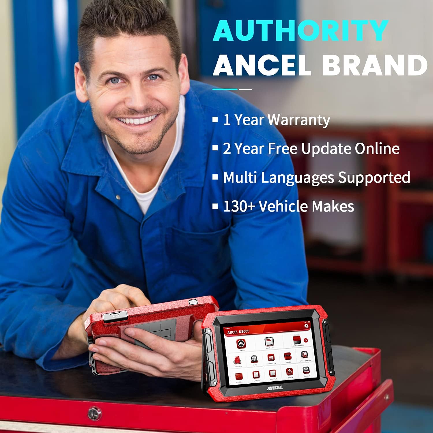 Ancel DS600 Bidirectional Scan Tool, OE-Level OBD2 All System Car Diagnostic Scaner, 34+ Services Code Reader, ECU Coding, Key Programmer, ABS Bleed/Oil Reset/TPMS/DPF/EPB/SAS/AutoVIN-2022 Newest