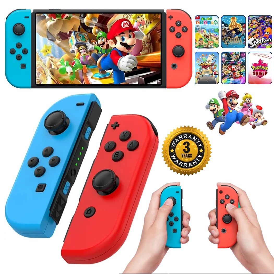 Wireless Bluetooth Left & Right Controller For Nintendo Switch Joy-Con 1-Pair Blue-Red