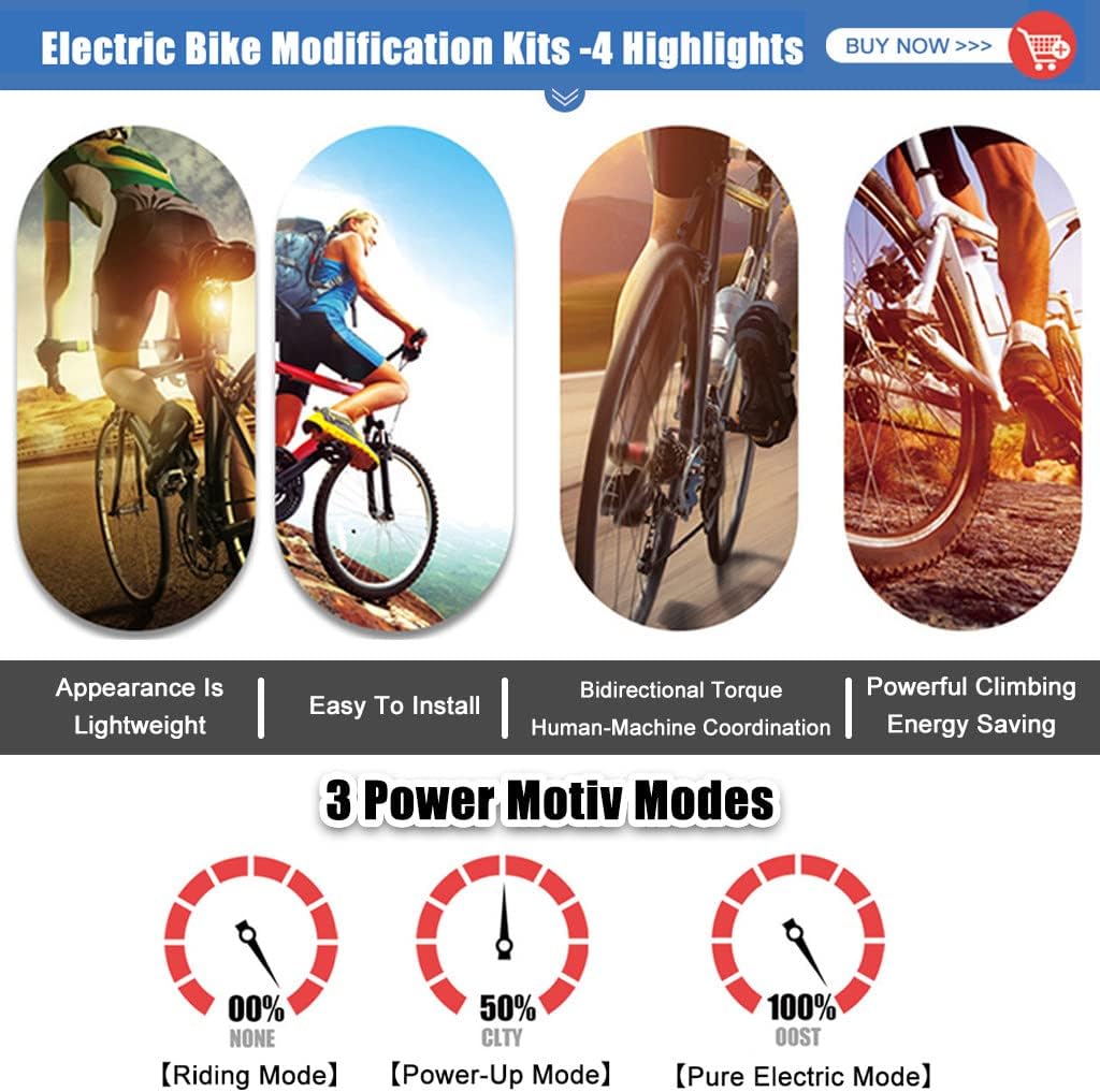 Electric Bicycle Conversion Kit 36V/48V - 250W/350W/500W, Rear Wheel E-Bike Conversion Kit with Intelligent Controller,36V/250W-28
