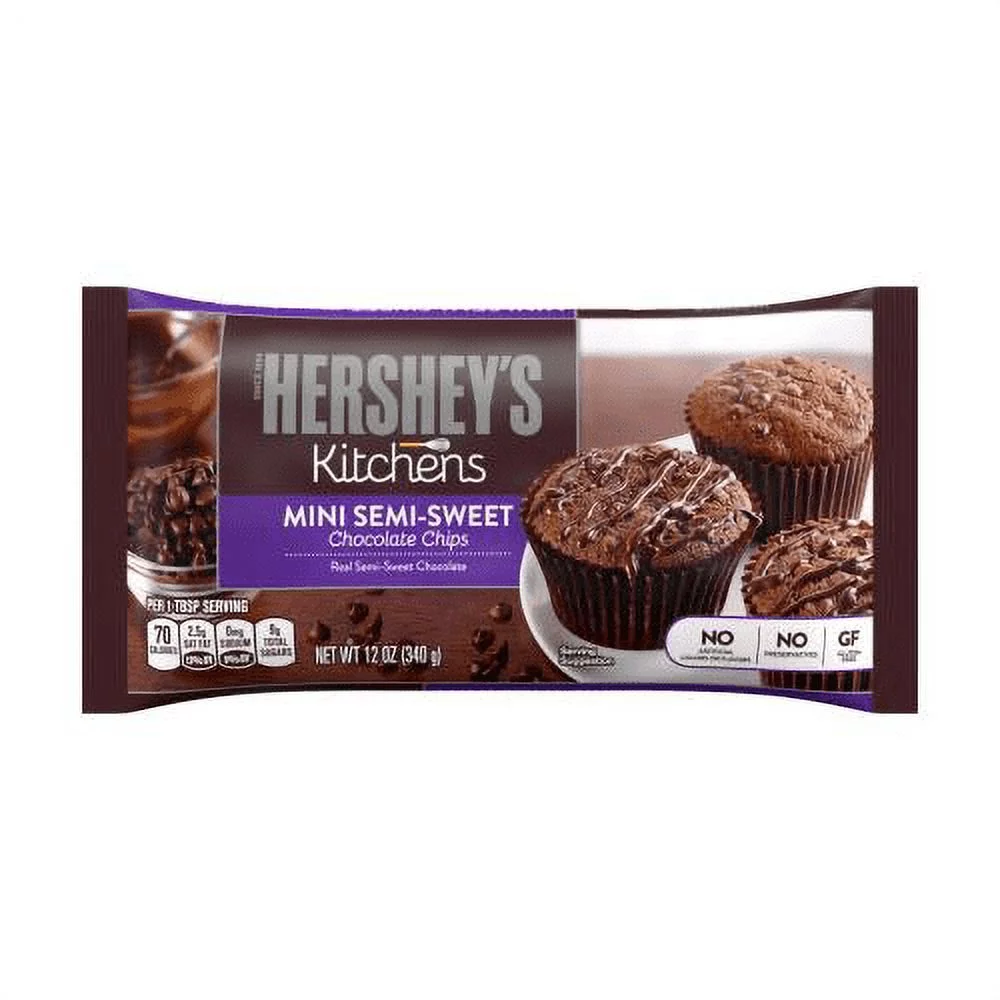 HERSHEY'S Semi-Sweet Chocolate Mini Chips, 12 Oz (Pack of 6)