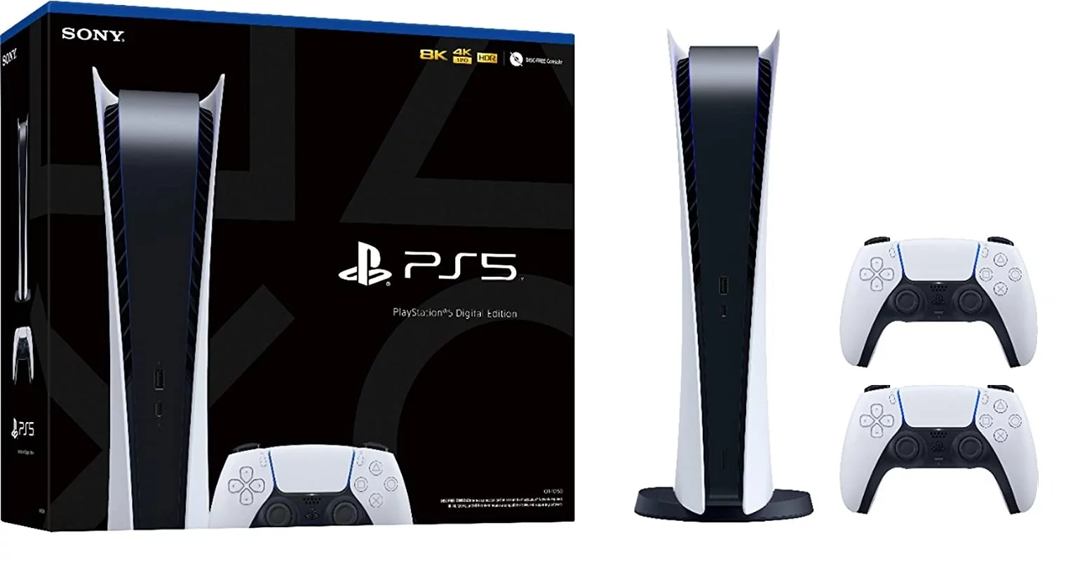 2023 New PlayStation 5 Digital Version PS5 Console with 2 Wireless Controllers - White - Radiant Selections