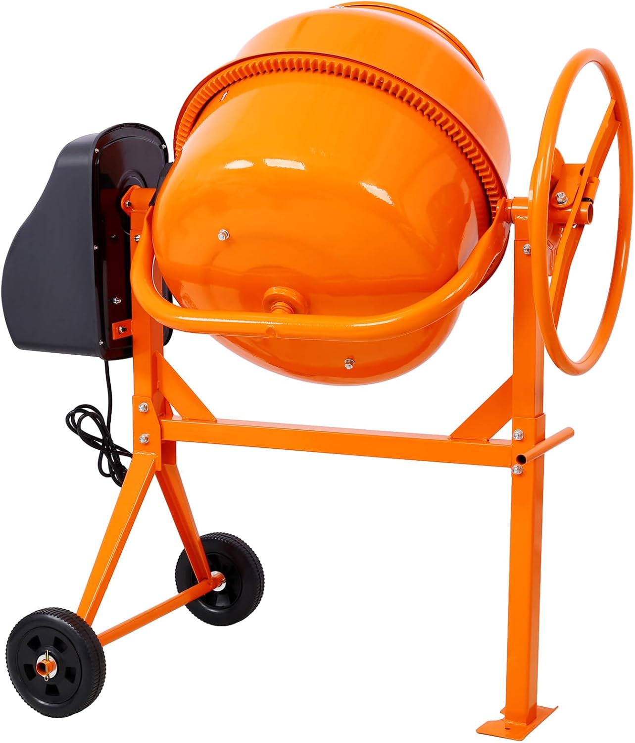 5 CU FT Electric Cement Mixer, Portable Electric Concrete Mixer Machine With Wheel & Stand, 2/3 HP 650W 120V Power Cement Mixer Machine for Stucco Mortar Seeds Fodder, ‎orange