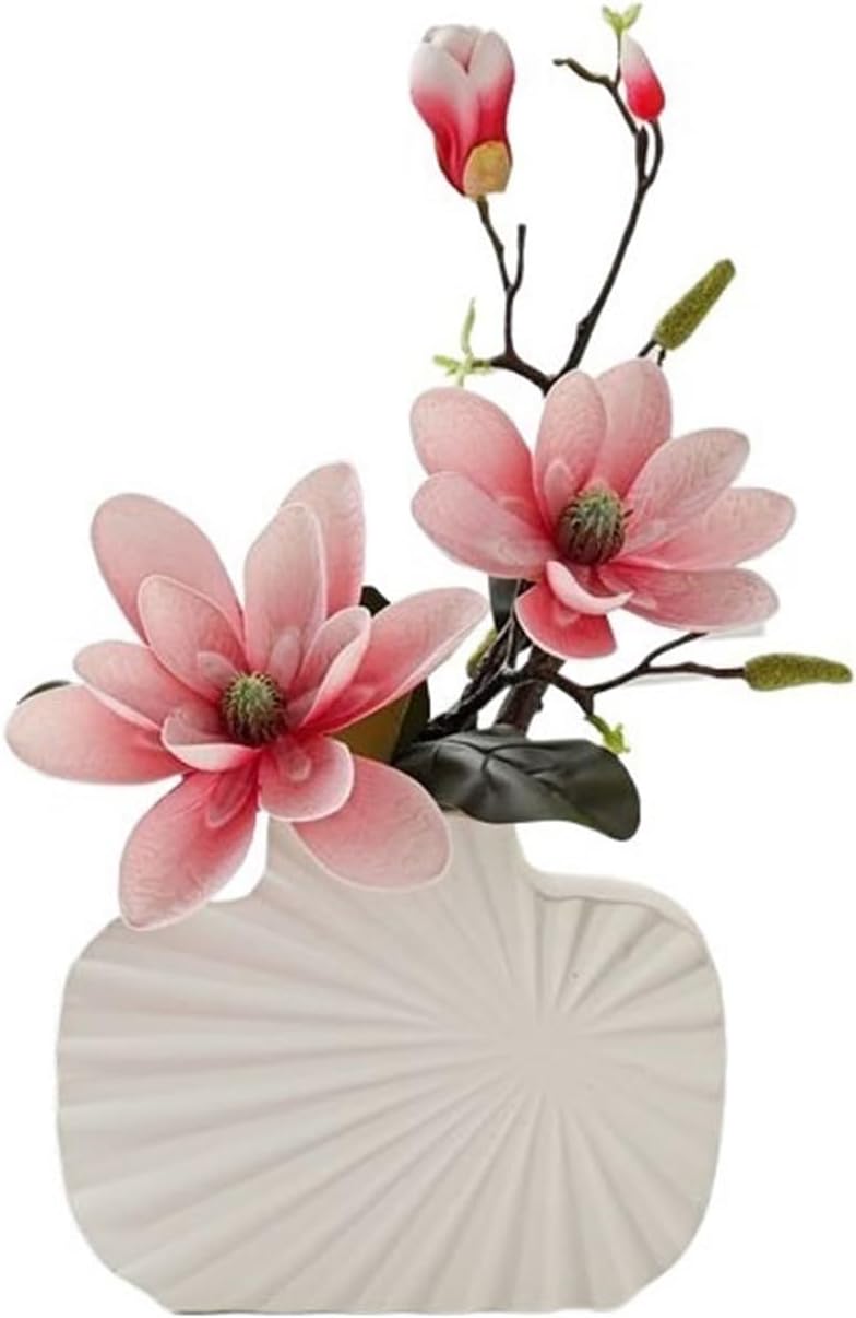 Artificial Flower, Modern Simple Magnolia Fake Flower Arrangement Living Room Simulation Bouquet Vase Flower Arrangement Hotel Decorations,Decoration Bouquets