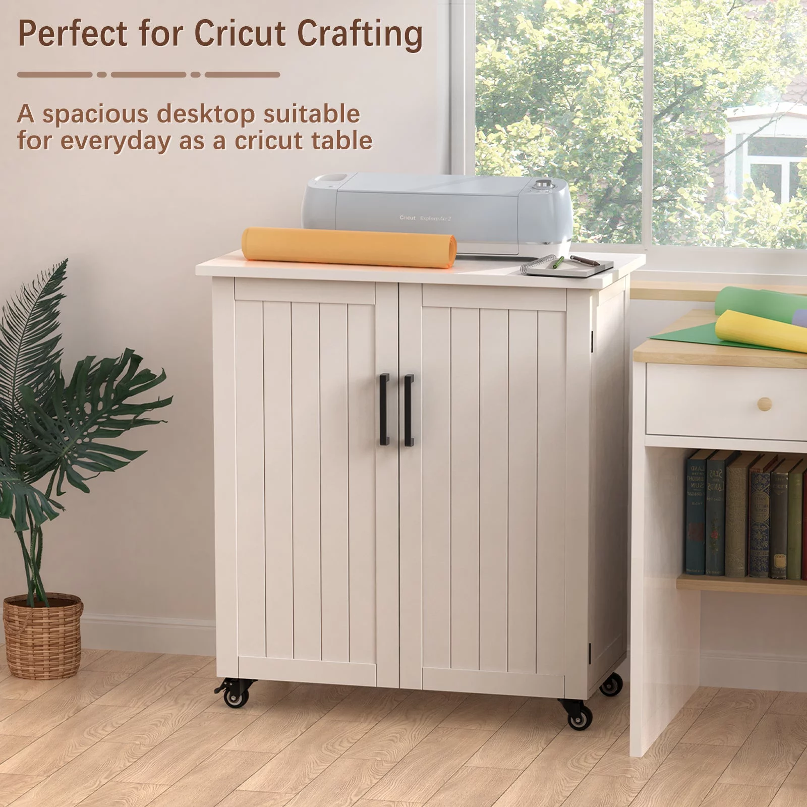 GDLF Craft Cart Compatible with Cricut Machine, Rolling Cricut Cabinet with Storage 31.6