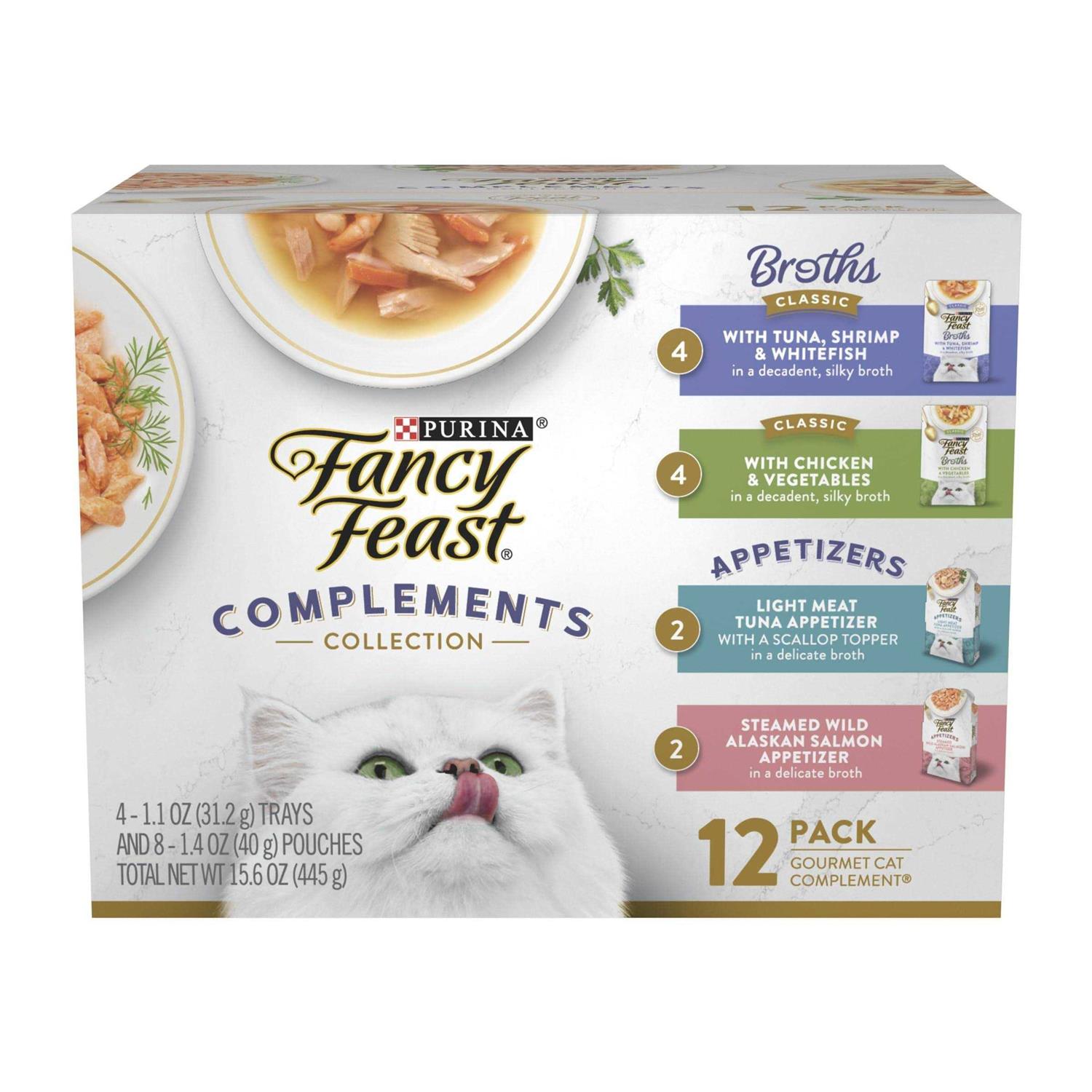 Fancy Feast Lickable Appetizers and Broths Collection Grain Free Wet Cat Food Topper Variety Pack - Pet Supplies online store