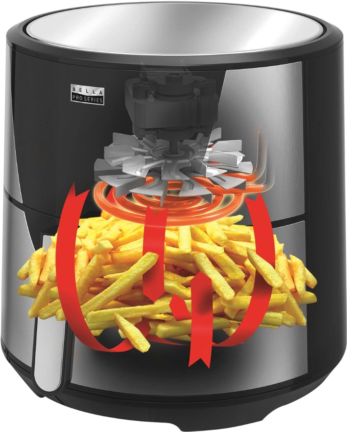 Bella Pro Series 8qt Touchscreen Digital Air Fryer, Stainless Steel