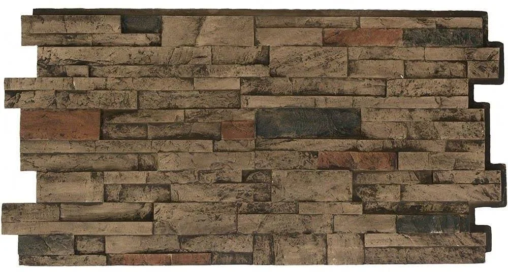 Urestone Stacked Stone #25 Mocha 24 in. x 48 in. Stone Veneer Panel (4-Pack)