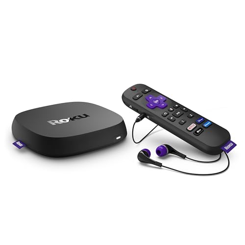 Roku Ultra | The Ultimate Streaming Device 4K/HDR/Dolby Vision/Atmos, Rechargeable Roku Voice Remote Pro, Ethernet Port, Hands-Free Controls, Lost Remote Finder, Free & Live TV