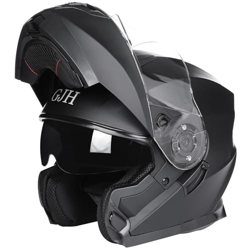 GJH Motorcycle Helmets for Men & Women Modular Motorcycle Helmet Flip Up Anti-Fog Lens Double for Helmets for Adults DOT Approved（M/L/XL