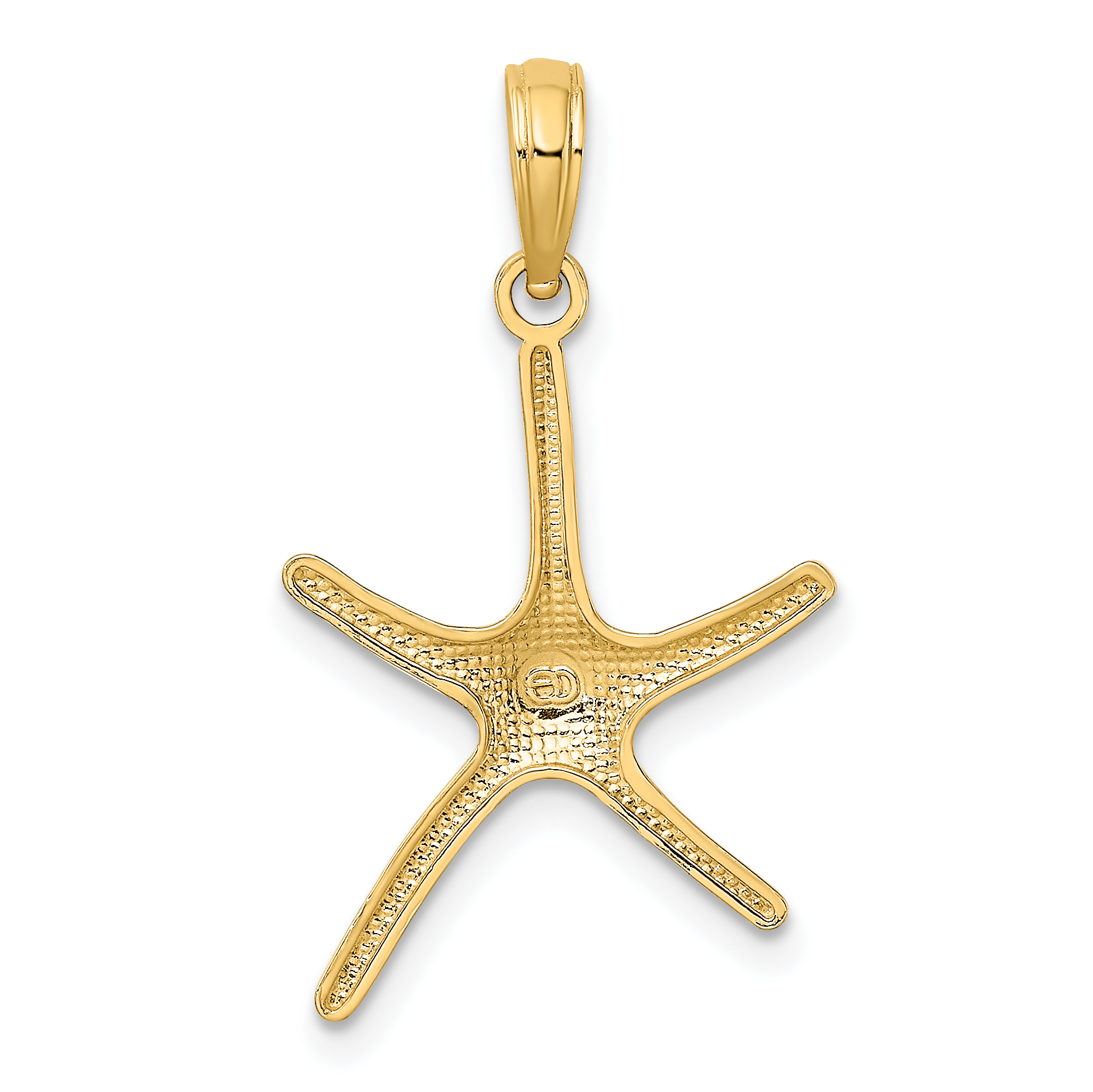 Carat in Karats 10K Yellow Gold Dancing Starfish Pendant Charm (22.3mm x 15.5mm) With 14K Yellow Gold Lightweight Rope Chain Necklace 16''
