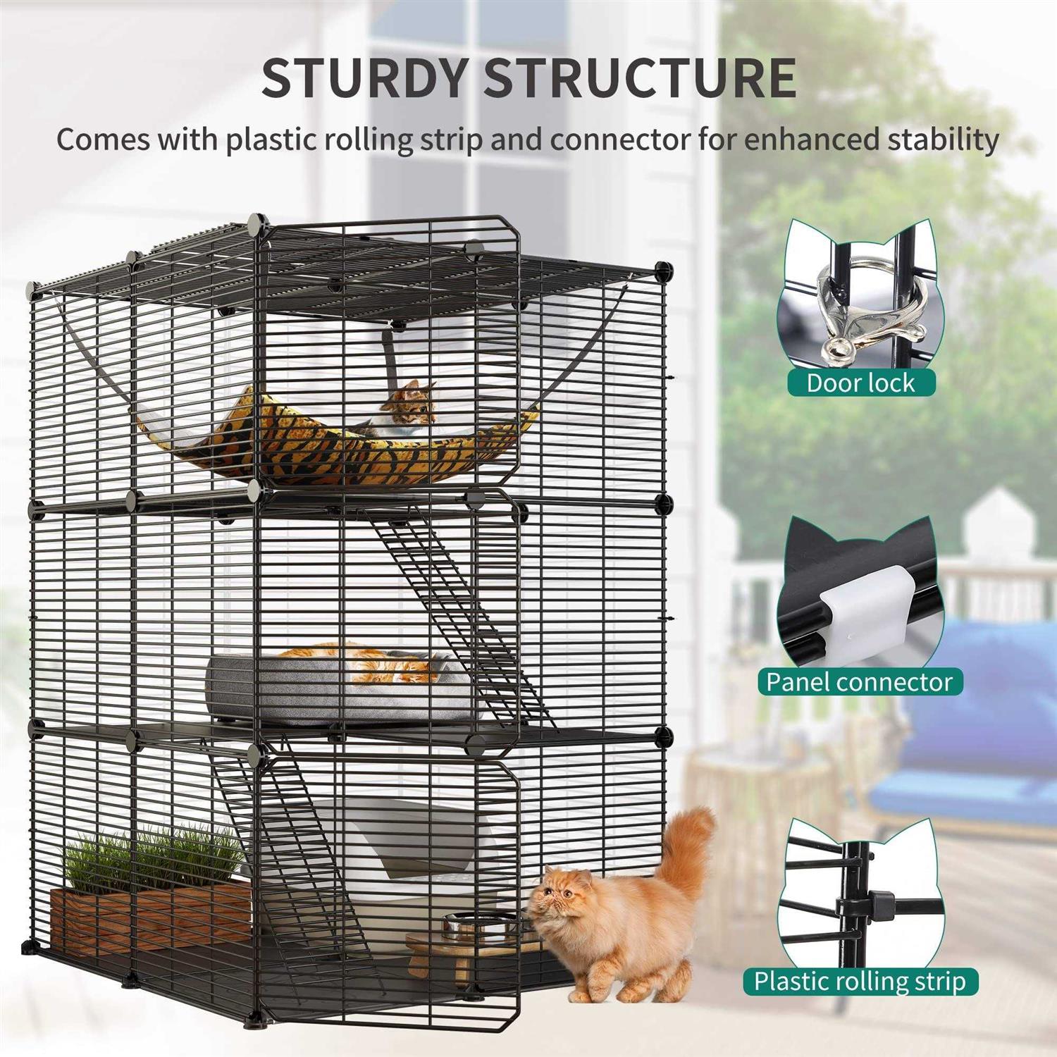 YITAHOME Cat Cage Indoor Cat Enclosures DIY Cat Playpen Metal Kennel with Extra Large Hammock for 1-2 Cats - Pet Supplies online store