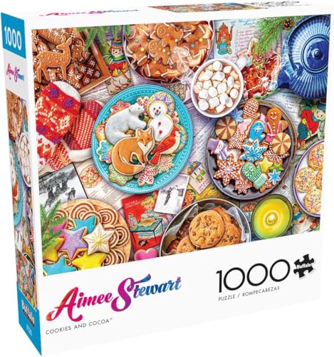 Buffalo Games - Aimee Stewart - Cookies and Cocoa - 1000 Piece Jigsaw Puzzle for Adults Challenging Puzzle Perfect for Game Nights - 1000 Piece Finished Size is 26.75 x 19.75, Large