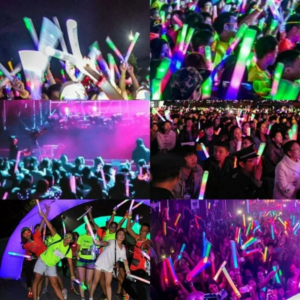 100PCS LED Foam Sticks, 18in Glow Foam Sticks Wands Batons DJ Flashing Glow Sticks 3 Modes Flashing Changing Glow in The Dark Party Supplies