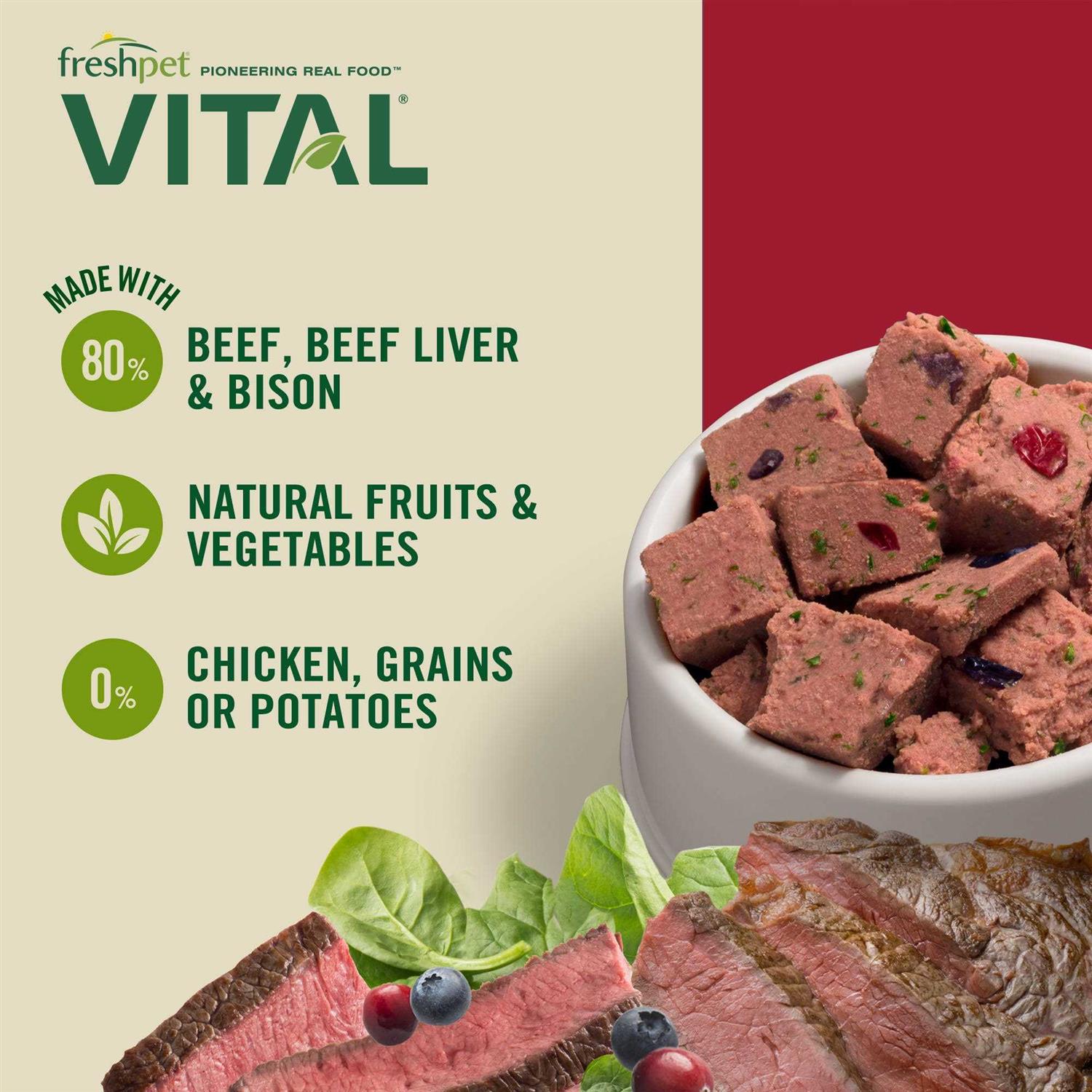 Freshpet Vital Grain-Free Beef & Bison Fresh Dog Food - Pet Supplies online store