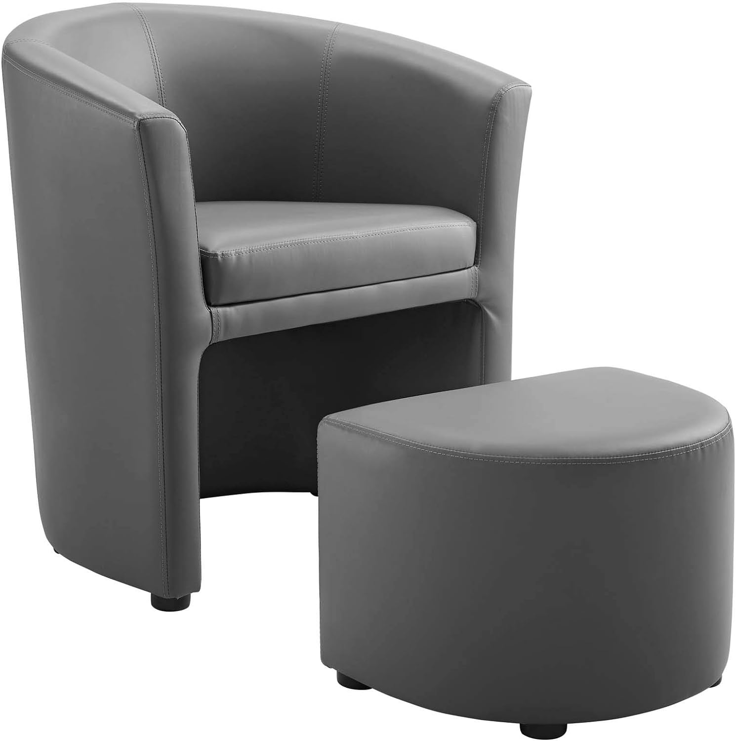 Divulge Faux Leather Armchair And Ottoman Set In Gray 28D X 22W X 30H In