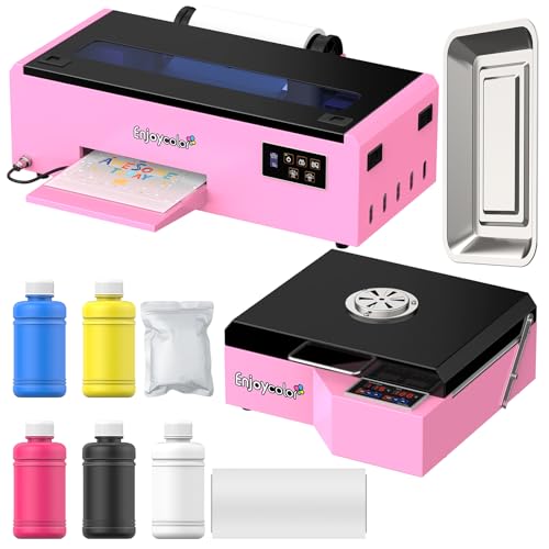 EnjoyColor A4 DTF Printer and Oven, DTF Transfer Printer Machine for Dark and Light Fabric Printing (A4 DTF Printer+A4 Oven+Software+5x250ml Ink+A4 DTF Film)