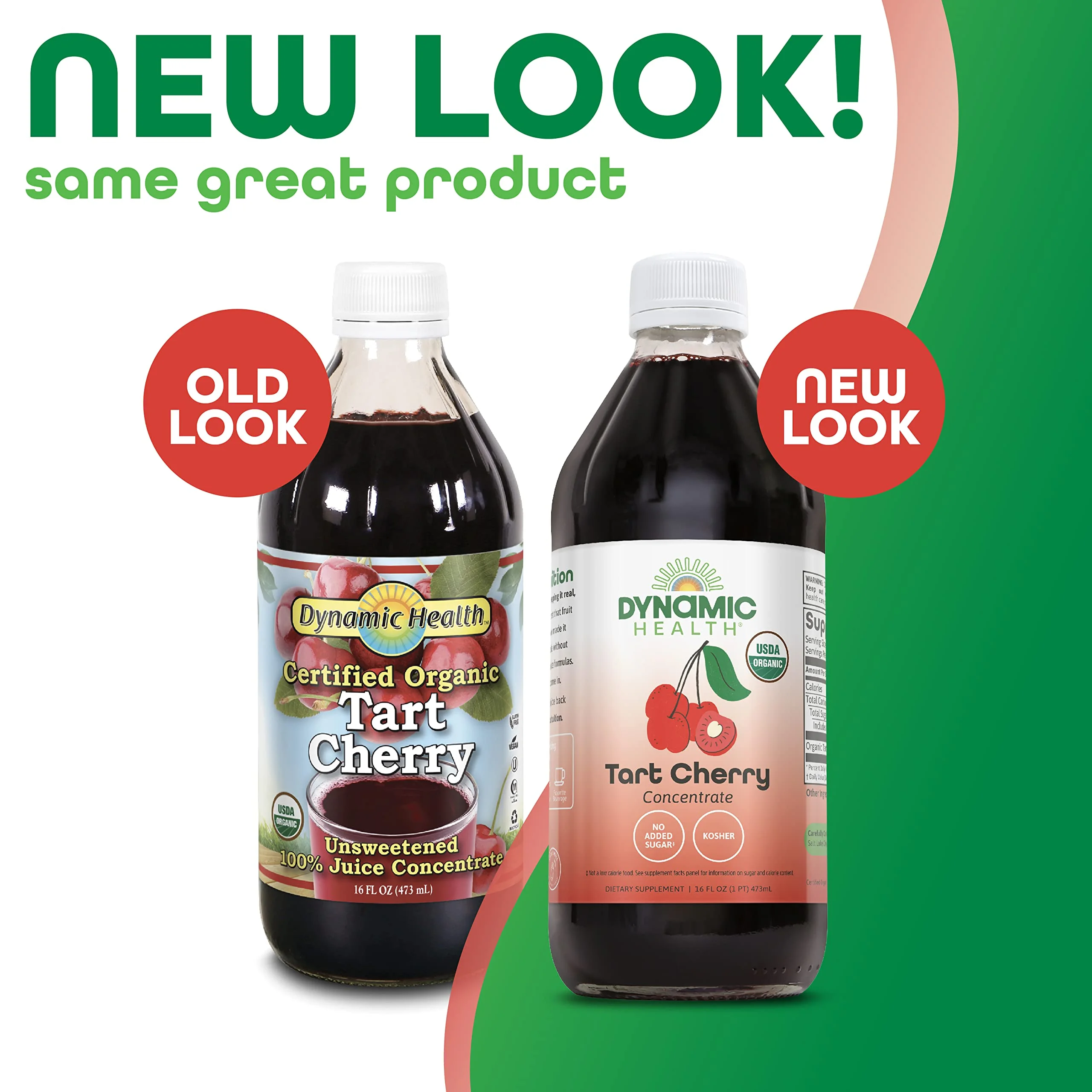 Dynamic Health Organic Tart Cherry Juice, Unsweetened 100% Juice Concentrate, Antioxidants Supplement, No Sweeteners Or Additives, Vegan, Gluten Free, Bpa Free, 16 Oz