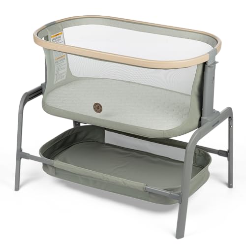Maxi-Cosi Iora Bassinet Classic Oat: Portable Baby Bassinet, Infant Bedside Sleeper Crib, Height Adjustable, Breathable Mesh, Large Storage Basket