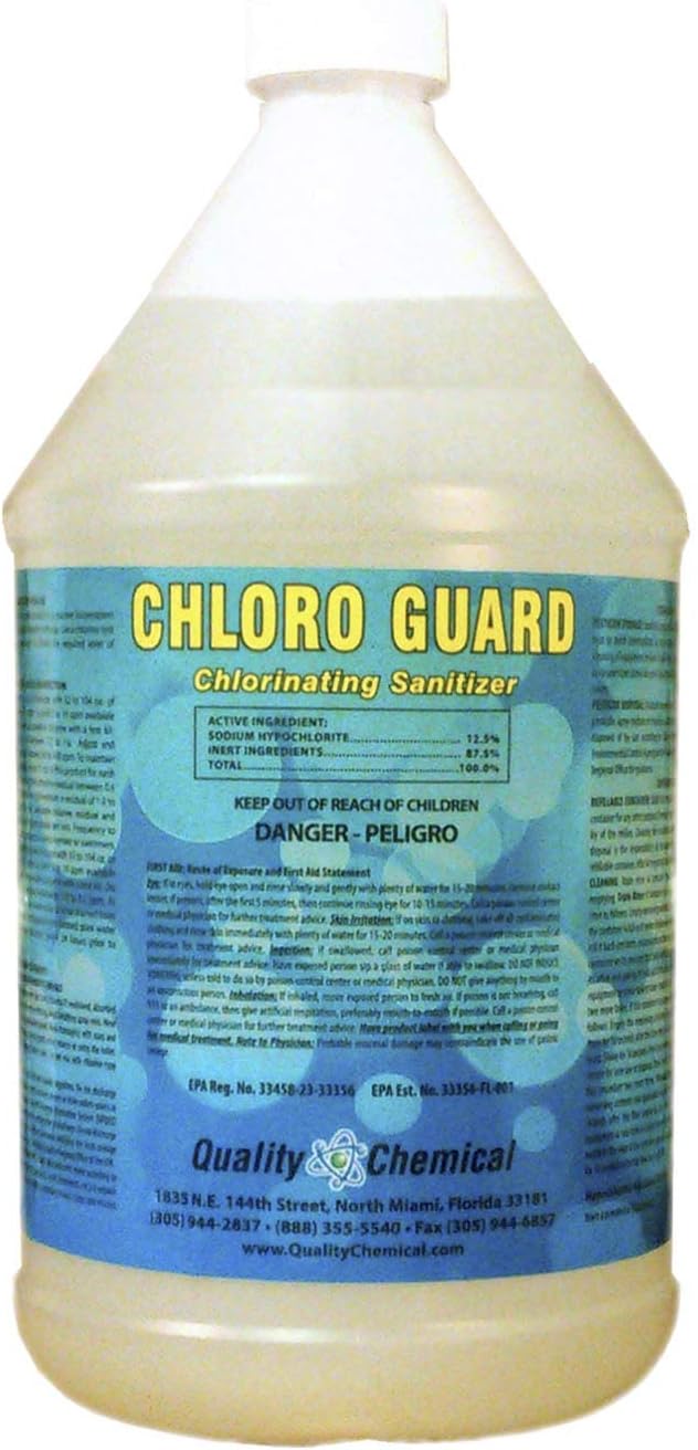 Quality Chemical Chloro-Guard Chlorine/Pool grade liquid chlorine / 12.5% concentrated solution / 128 oz (Pack of 1)