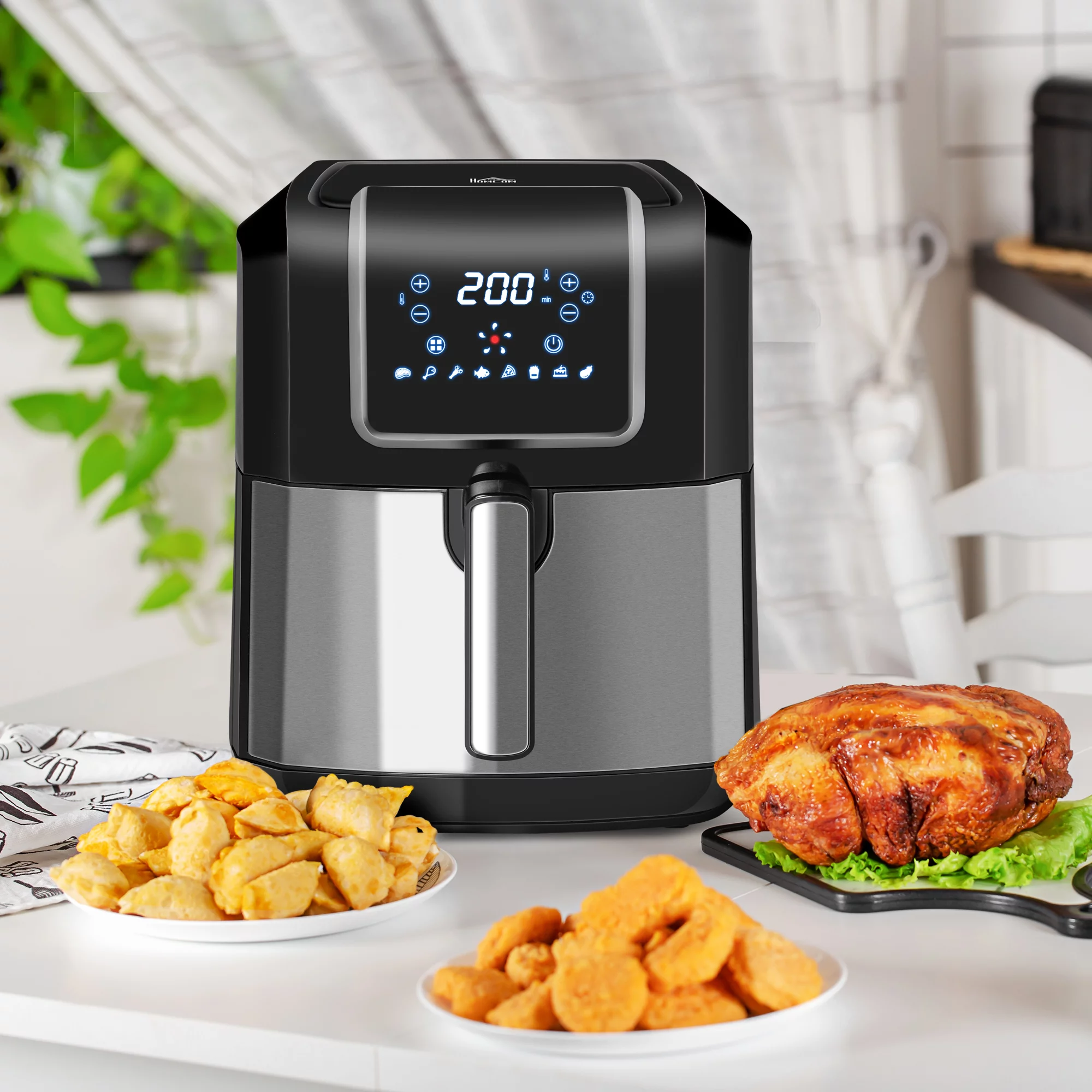 HOMCOM Air Fryer, 1700W 6.9 Quart Air Fryers Oven with Digital Display, 360 Air Circulation, Adjustable Temperature, Timer and Nonstick Basket for Oil Less or Low Fat Cooking, Black